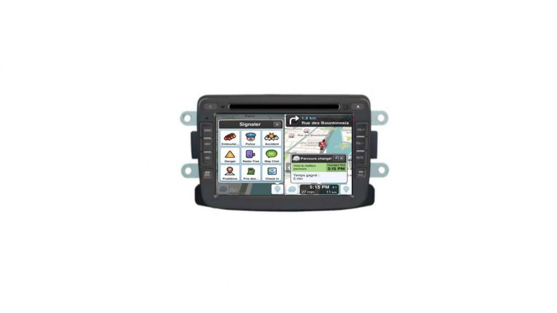 Autoradio tactile GPS Bluetooth Android & Apple Carplay Dacia Duster,Dokker, Captur,Lodgy,Logan,Sandero + caméra de recul