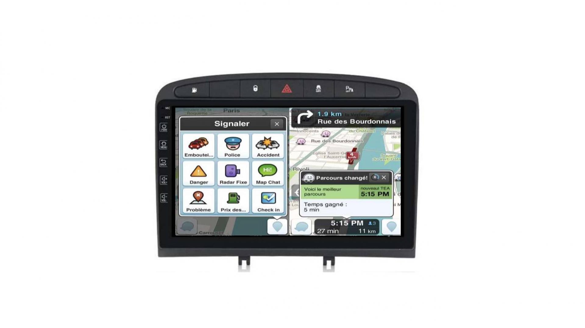 Autoradio full tactile GPS Bluetooth Android & Apple Carplay Peugeot 308,  408 et RCZ de 2007 à 2013 + caméra de recul