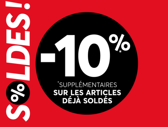 - 10% supplémentaire avec le code promo : SOLDES