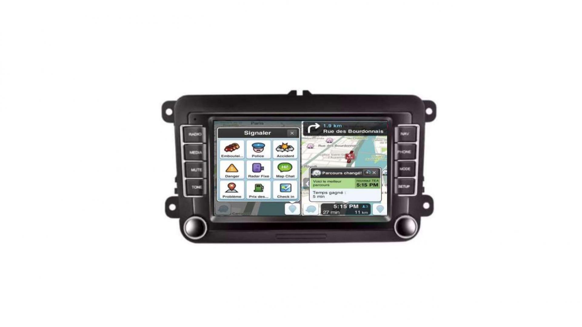 Autoradio tactile GPS Bluetooth Android & Apple Carplay VW Golf 5 et  6,Touran,Tiguan,Passat,Transporter T5,Polo,Scirocco,Beetle et EOS + caméra  de recul