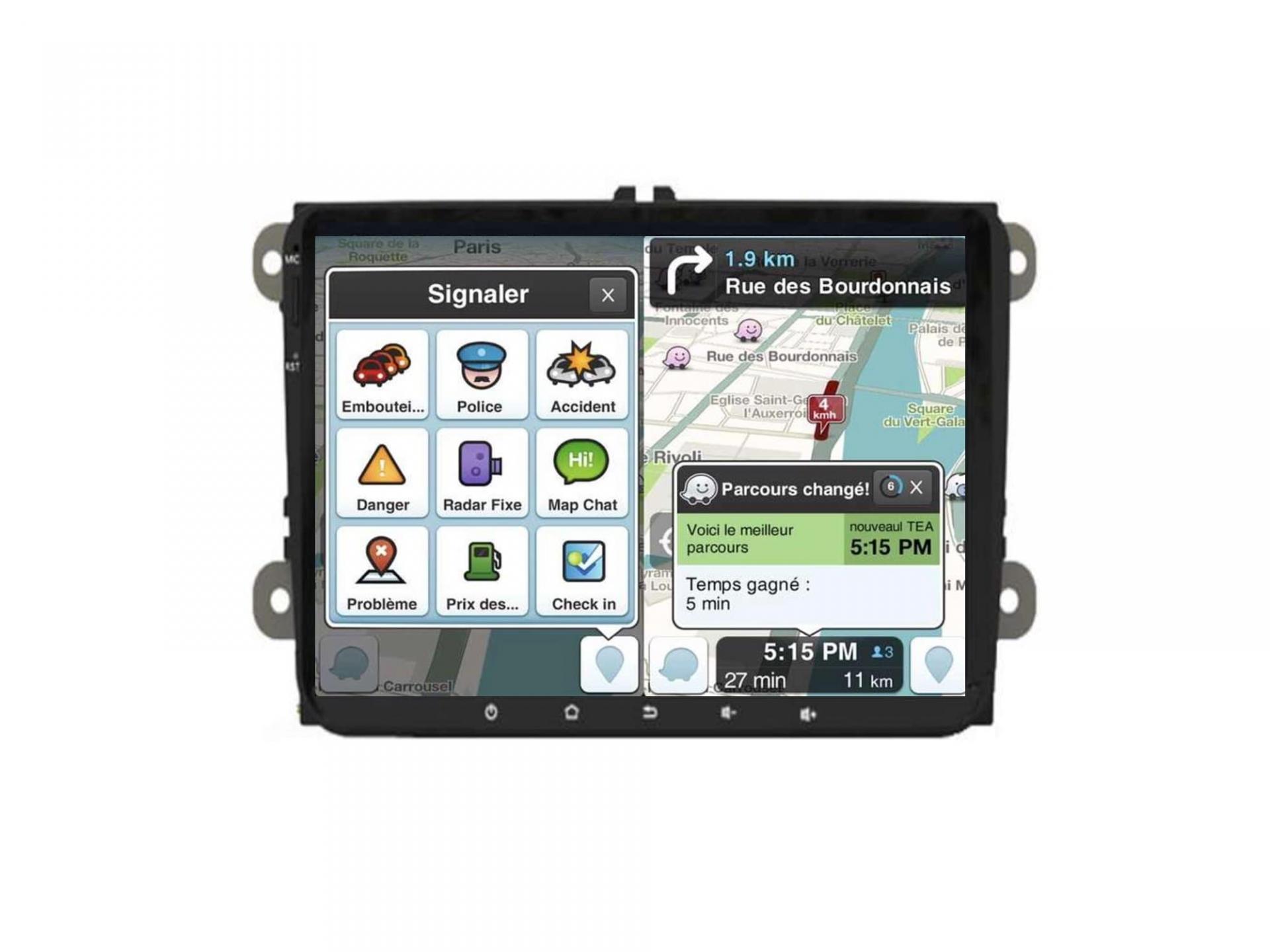Autoradio tactile GPS Bluetooth Android & Apple Carplay VW Golf 5 et  6,Touran,Tiguan,Passat,beetle,T5,Polo,EOS,Scirocco + caméra